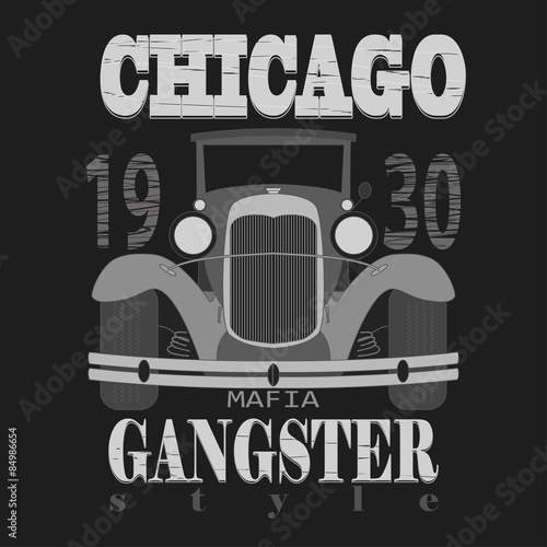 Chicagol t-shirt graphic design. Gangster style photo