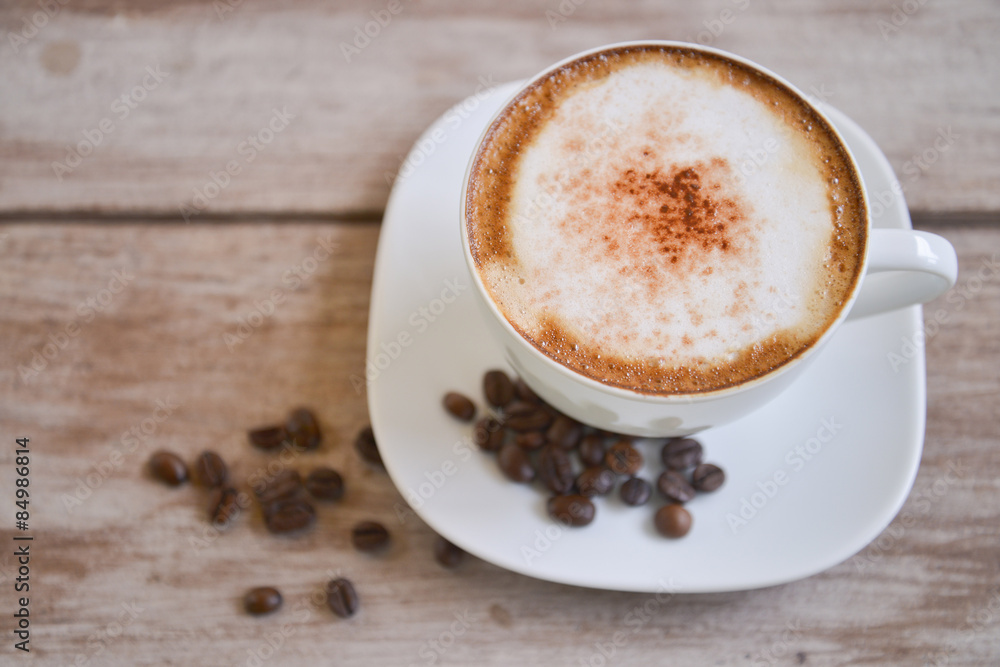 cappuccino coffee with coffee bean cappuccino coffee with coffee bean