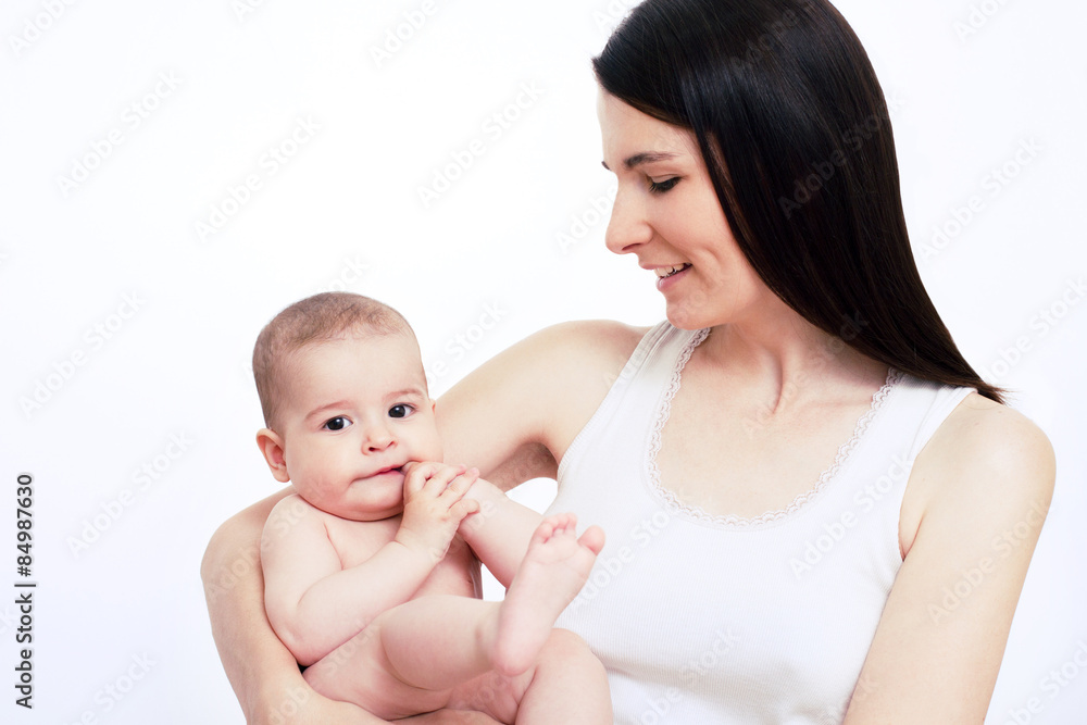 Mom with baby on white background Mom with baby on white background