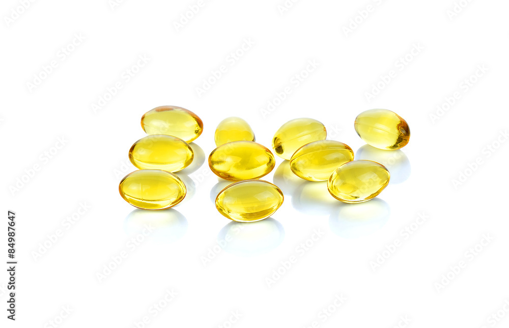 fish oil capsules isolated on the white background fish oil capsules isolated on the white background