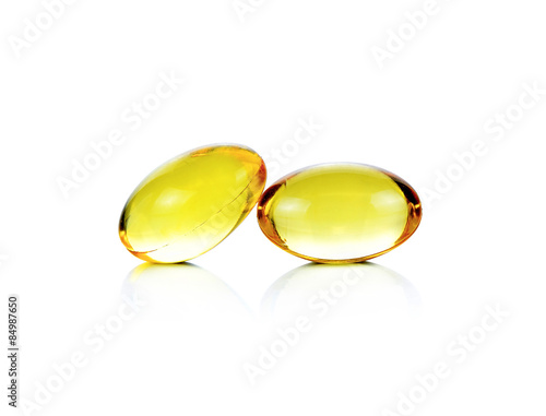 fish oil capsules isolated on the white background