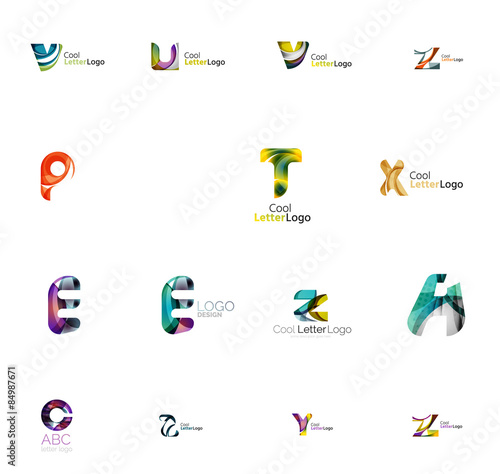 Set of universal company logo ideas, business icon collection