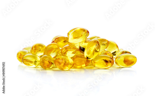 fish oil capsules isolated on the white background photo