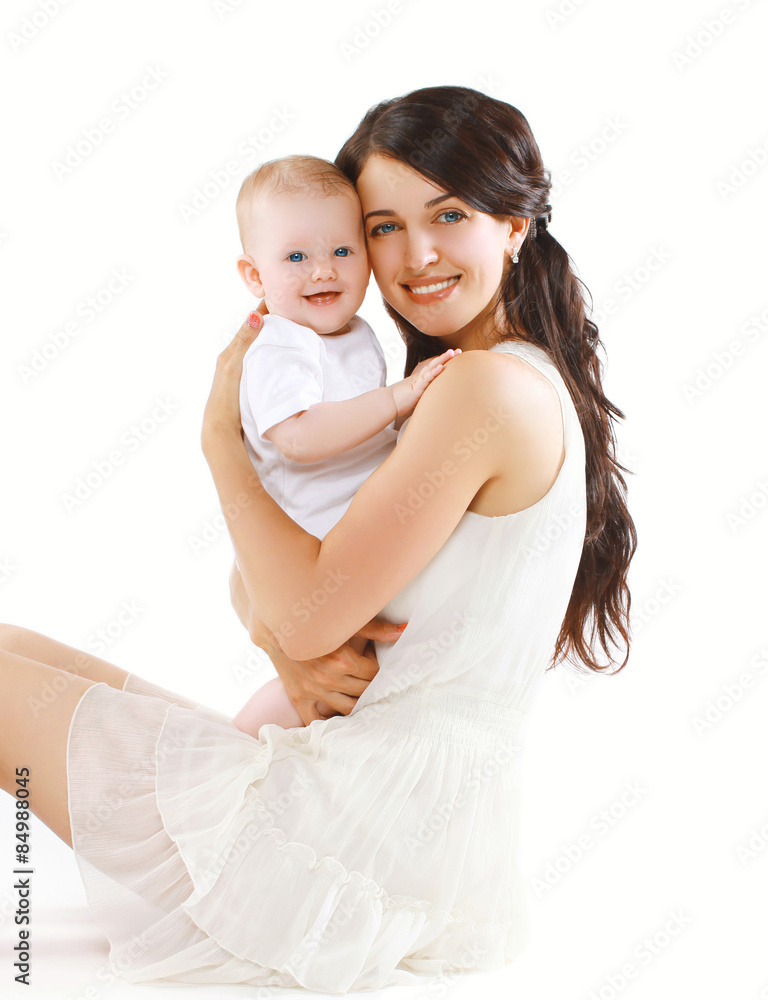 Portrait of happy young mother with baby smiling and having fun Portrait of happy young mother with baby smiling and having fun