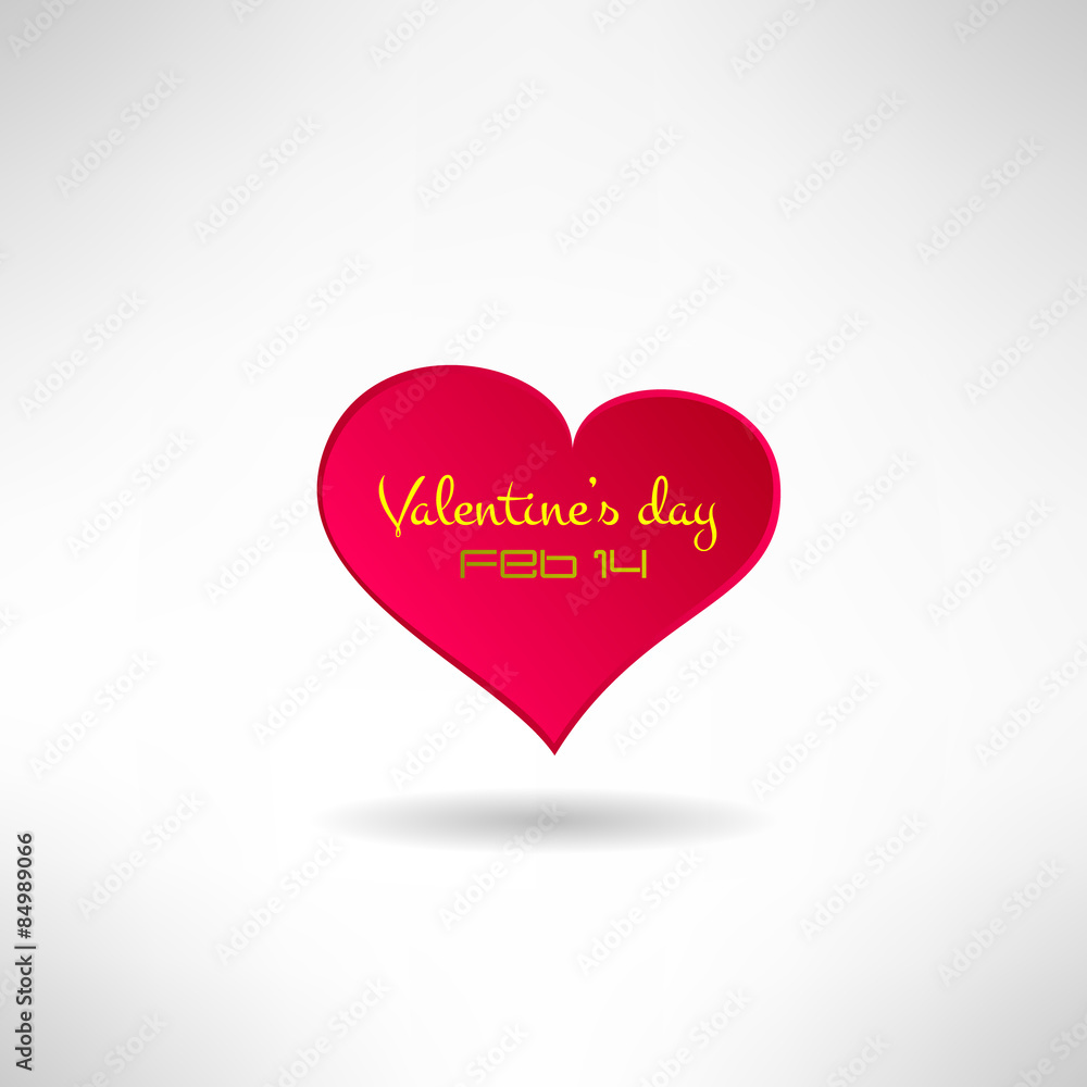 Red heart icon with valentines text and date on it. Love concept Red heart icon with valentines text and date on it. Love concept