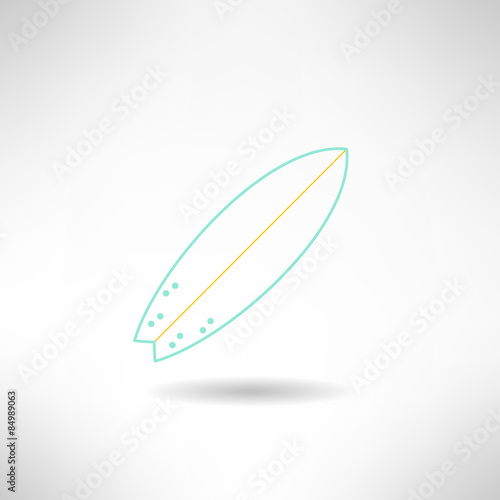 Surfboards icon in simple design. Surfing board with shadow