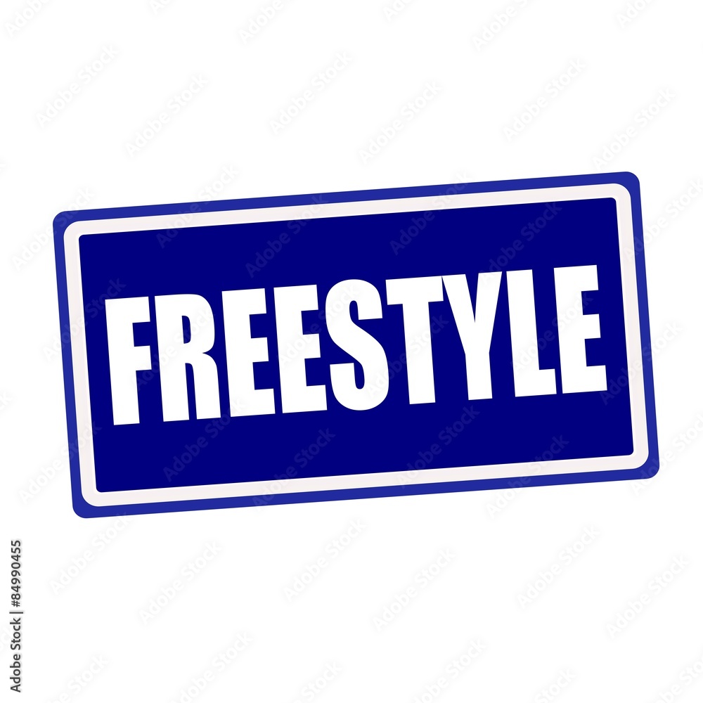 Freestyle white stamp text on blue background Freestyle white stamp text on blue background