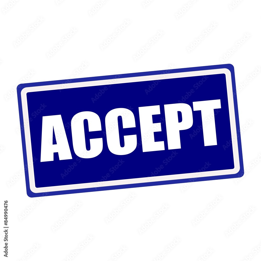 Accept white stamp text on blue background Accept white stamp text on blue background