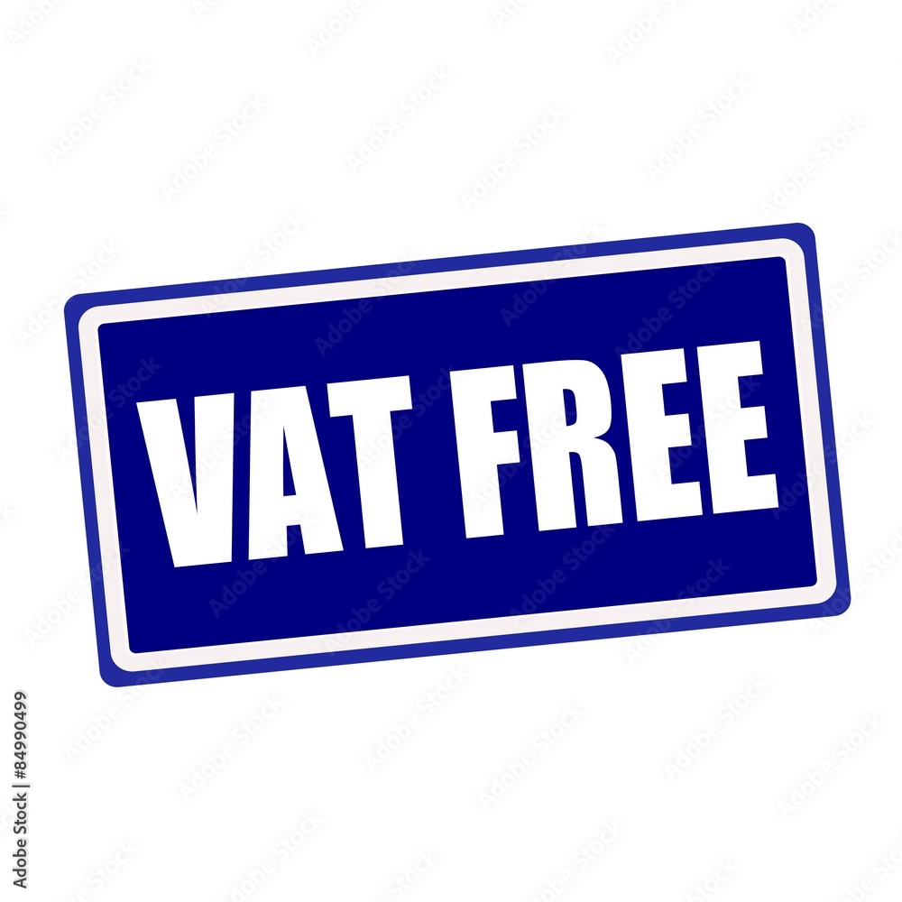 Vat free white stamp text on blue background Vat free white stamp text on blue background