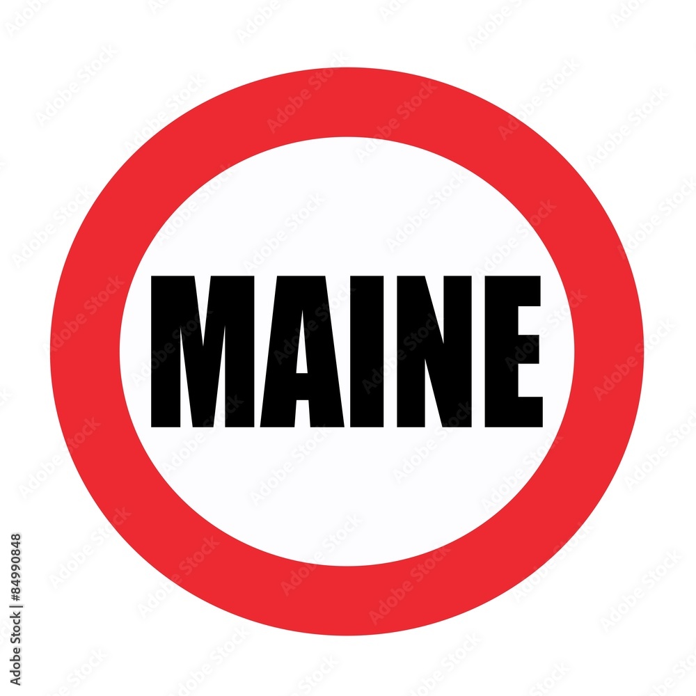 Maine black stamp text on white Maine black stamp text on white
