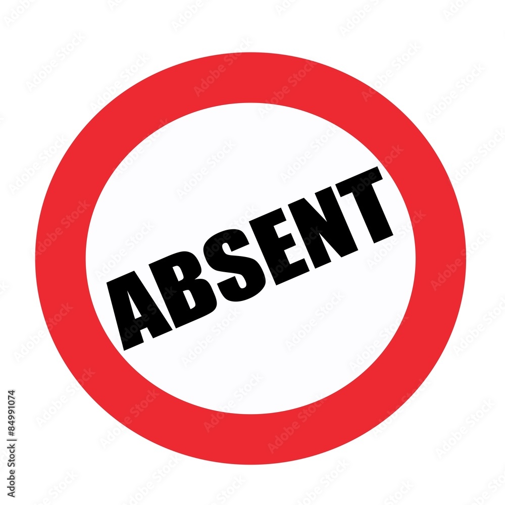 Absent black stamp text on white Absent black stamp text on white