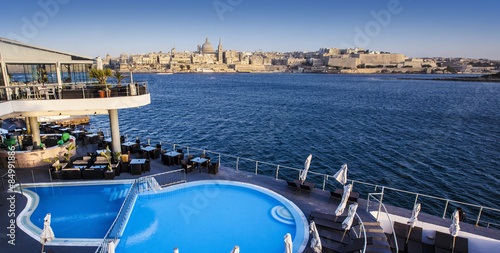 Valletta from swimming pool in Sliema