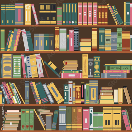 bookshelf, books on a shelves in library