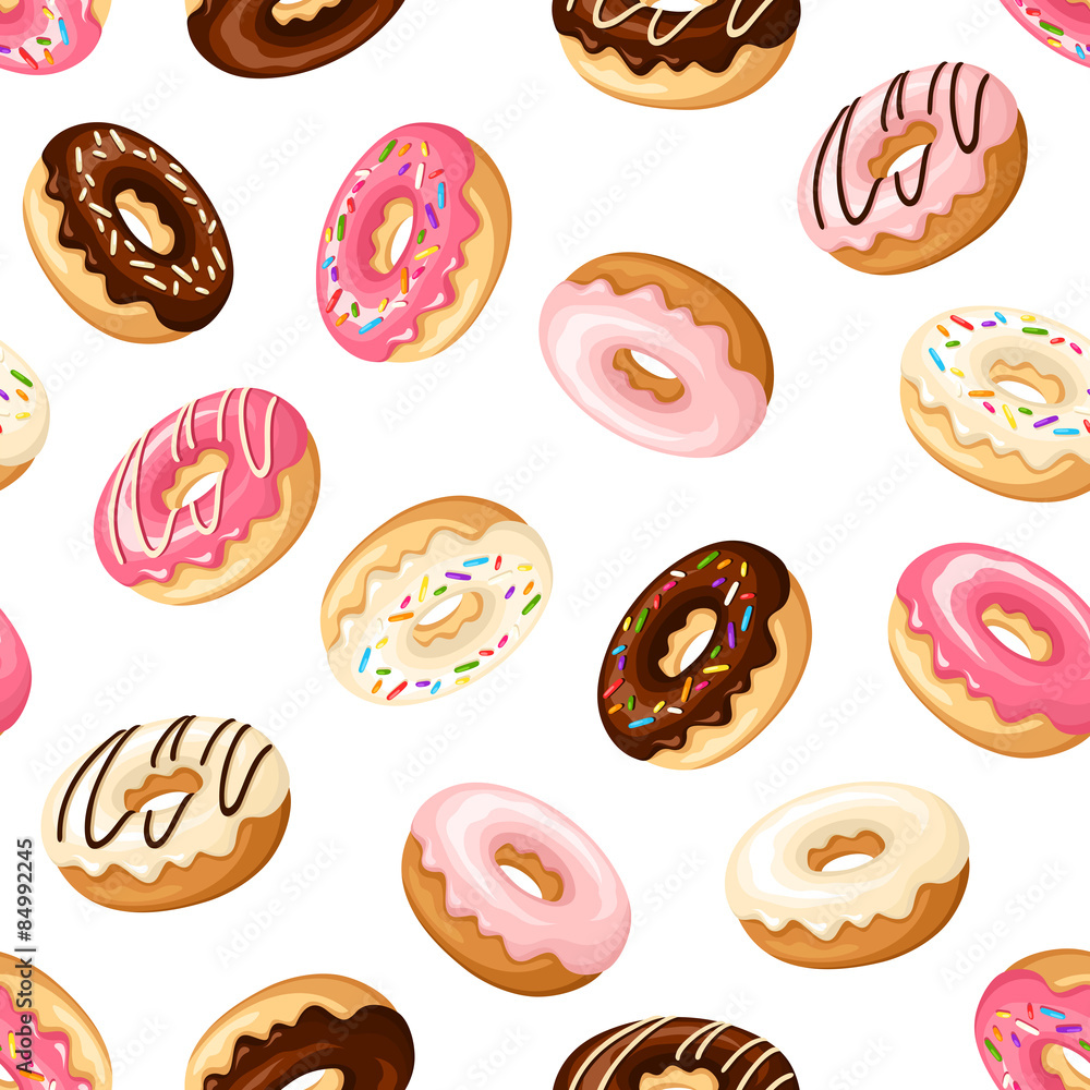 Seamless background with donuts. Vector illustration. Seamless background with donuts. Vector illustration.