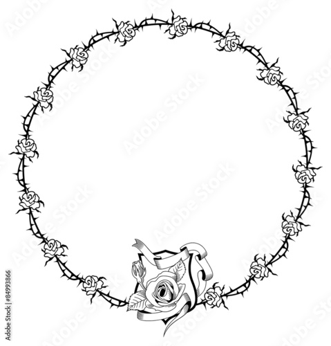 Round frame with roses and thorns