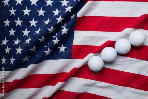 Golf ball with flag of USA