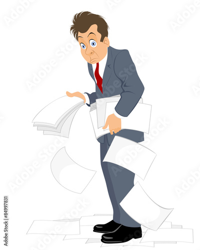 Businessmen with heap of documents