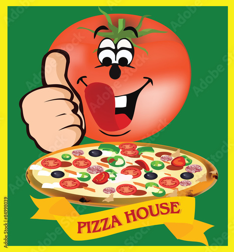 adesivo di pizza e ingredienti 