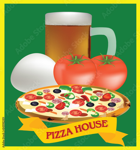 adesivo di pizza e ingredienti 