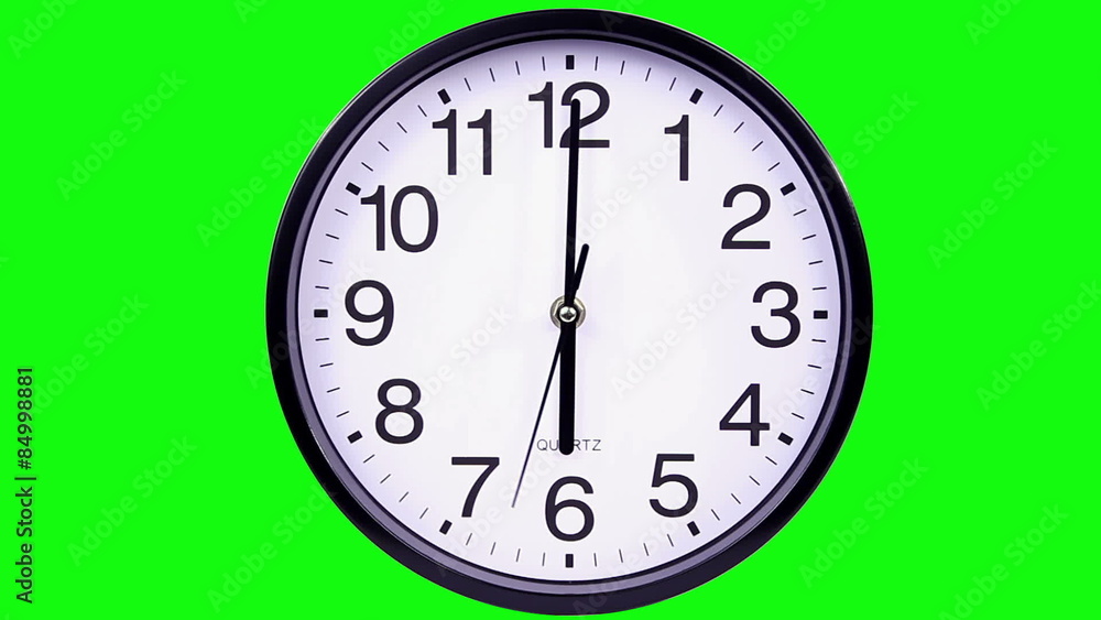 Wall clock on a green background 18:05 TimeLapse