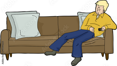 Blond Man with Remote on Couch