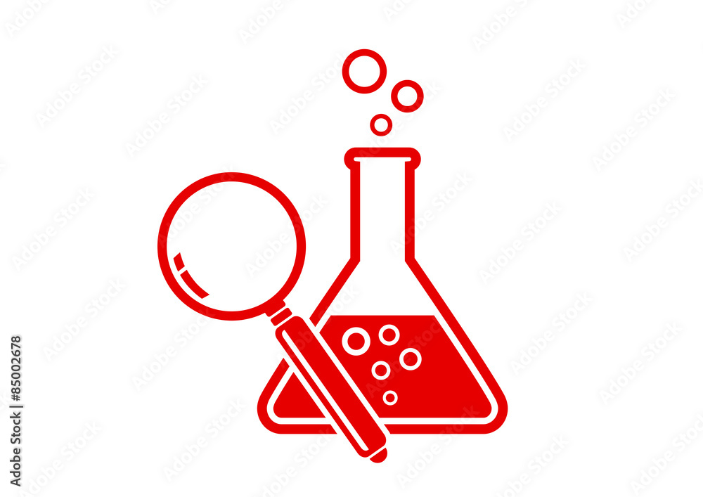 Laboratory glass and magnifier on white background Laboratory glass and magnifier on white background