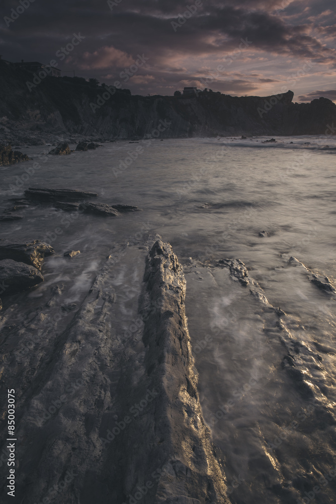 Obraz premium seascape sunset, Cantabria, Spain