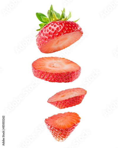 strawberry slices isolated on the white background