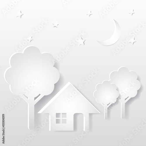 Home icon - vector white app button with shadow