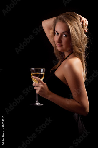 beautiful girl with glass of wine