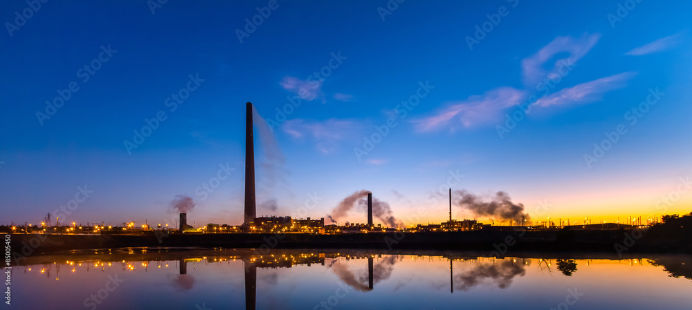 Fototapeta premium Nickel plant with graduated sunrise sky as background