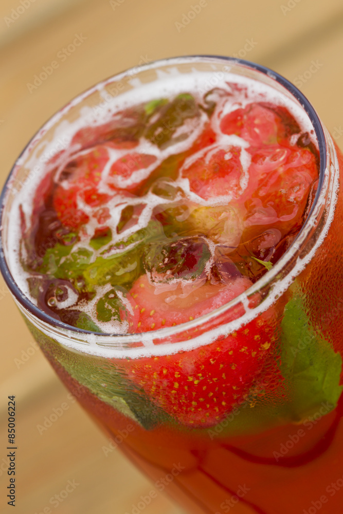 Lemonade with strawberries and mint. Lemonade with strawberries and mint.
