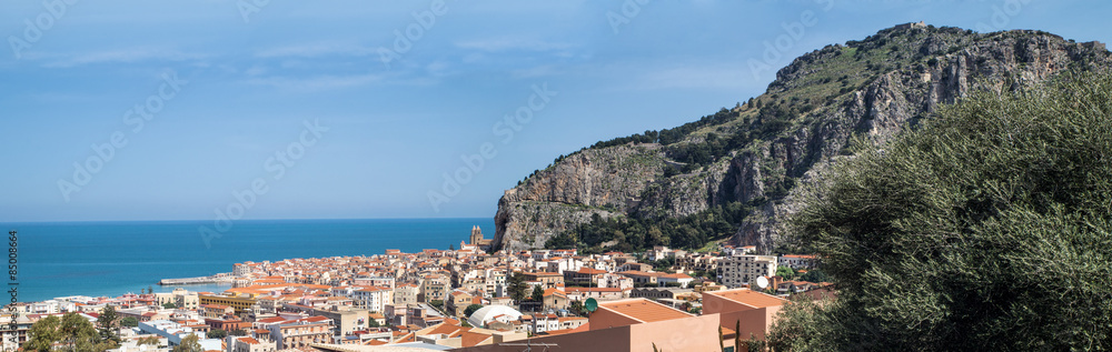 panorama of the town Cefalu, Sicily, Italy