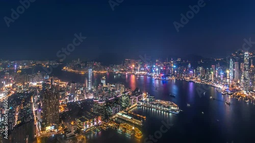 Wallpaper Mural Hong Kong skyline panorama at night.  time lapse video Torontodigital.ca