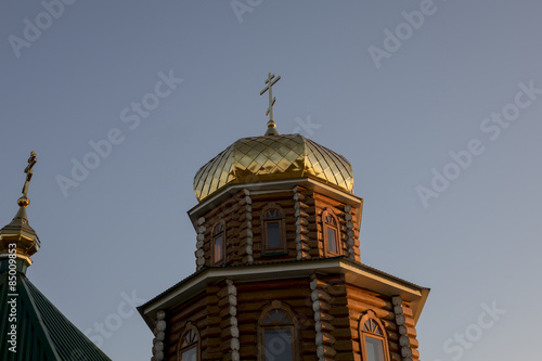 Orthodox church at sunset. 