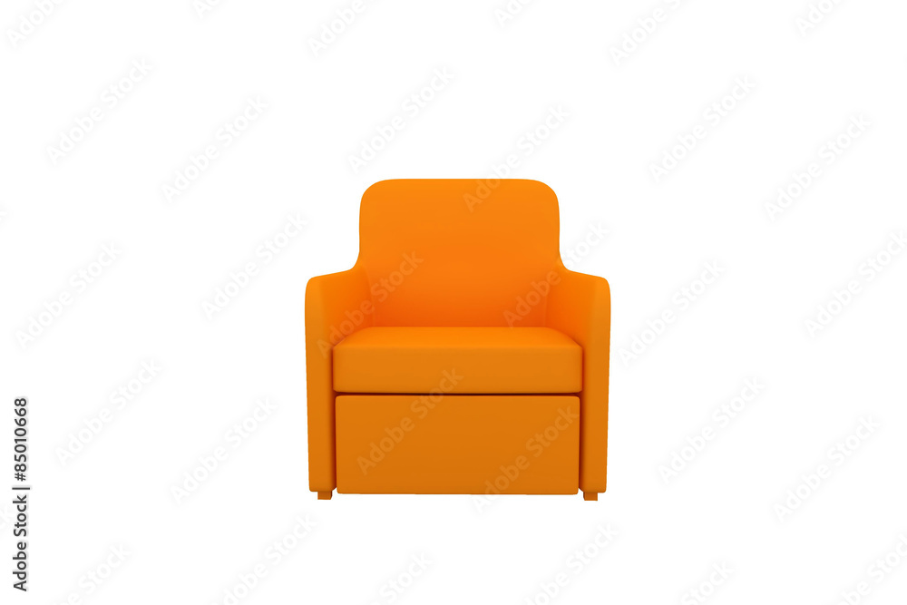 isolated orange armchair