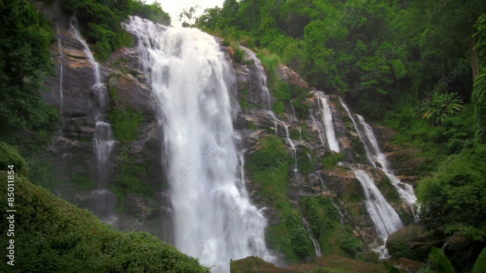 Majestic high waterfall in tropical forest Majestic high waterfall in tropical forest