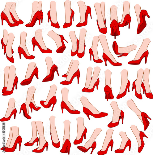 Woman Feet With Red High Heel Shoes Pack