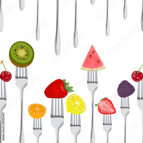 Seamless Colorful Background made of fruits on the forks