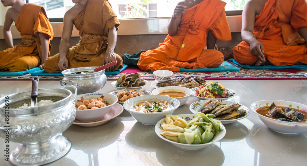 food for monks  in  temple , Thailand. 
