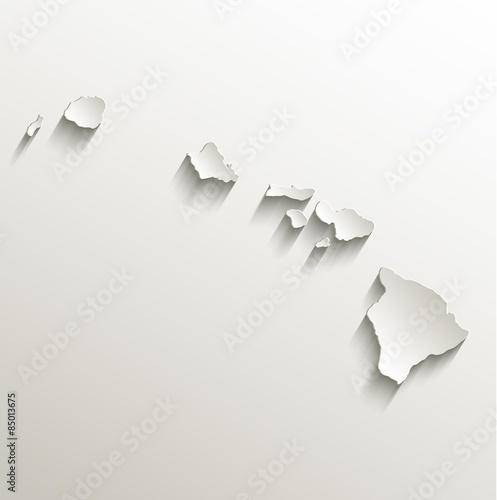 Hawaii map card paper 3D natural vector