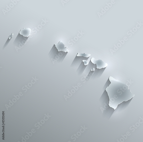 Hawaii map flag glass card paper 3D vector