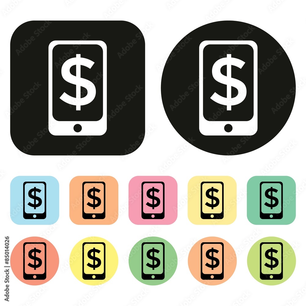 Money application icon. Smart phone icon. Vector Money application icon. Smart phone icon. Vector