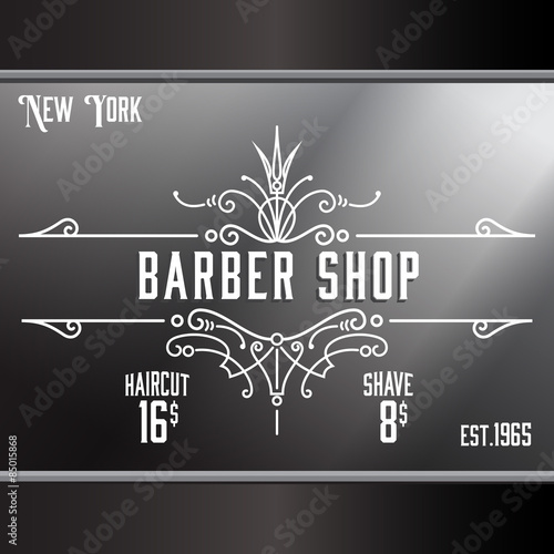 Vintage barber shop window advertising template.