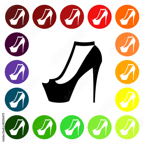 Set of colorful women's open toe shoe icons