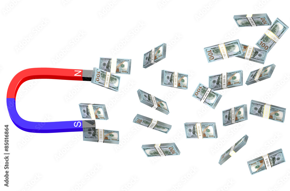 Fototapeta premium dollars and magnet