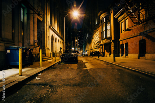 Moravian Street at night  in Center City  Philadelphia  Pennsylv