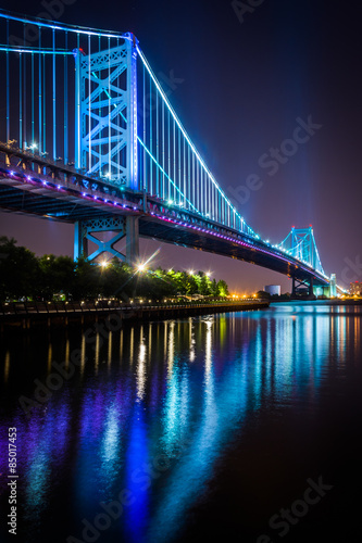 The Benjamin Franklin Bridge at night, in Philadelphia, Pennsylv photo
