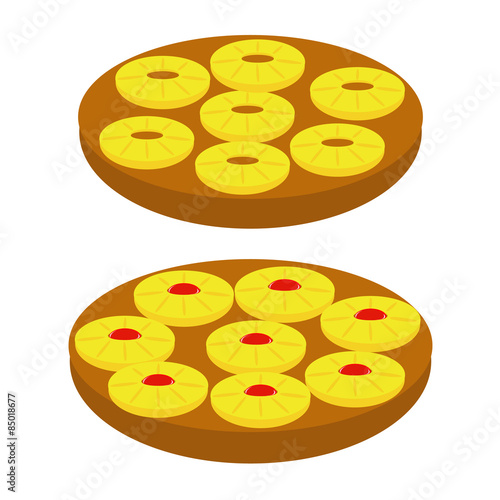 vector silhouette backed Pineapple Upside down Cake