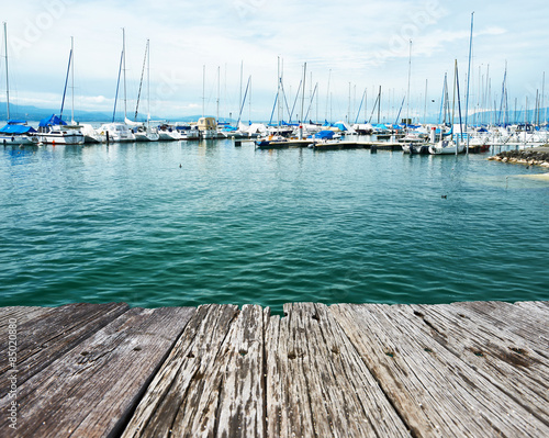 Yachts at Ouchy port, Lausanne, Switzerland